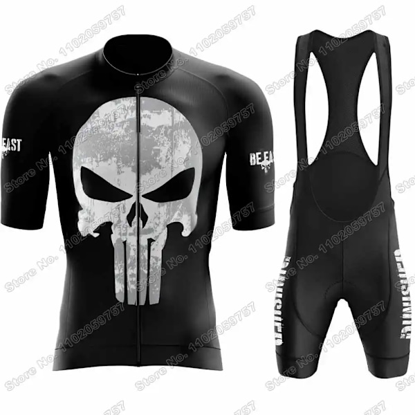 2023 Skull Cykeltrøje Sæt Justiceiro Cykeltøj Herre Punisher Landevejscykeltrøje Dragt Cykel Bib Shorts MTB Cykeltøj 1 XXL 1 XXL