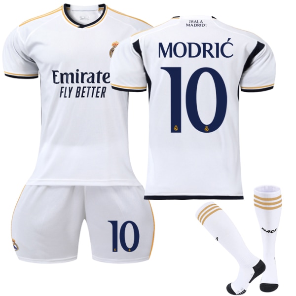 2023-2024 Real Madrid Hjemme Barn Fotballskjorte Nr. 10 Modrić Nr. 10 Modrić 8-9 År No. 10 Modrić 8-9 Years