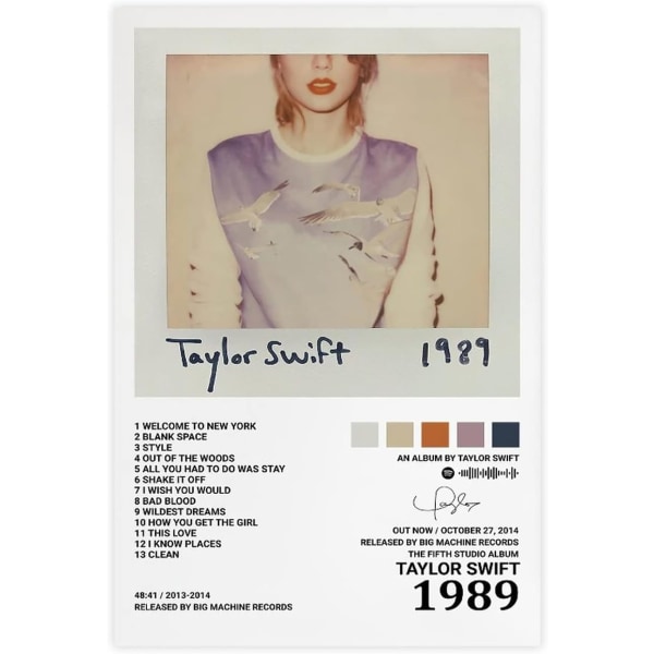 Pop-sanger Canvas Poster til Taylor Swift Til Rum Æstetisk Canvas Vægkunst Soveværelse 1989 20*30CM 1989 20*30CM