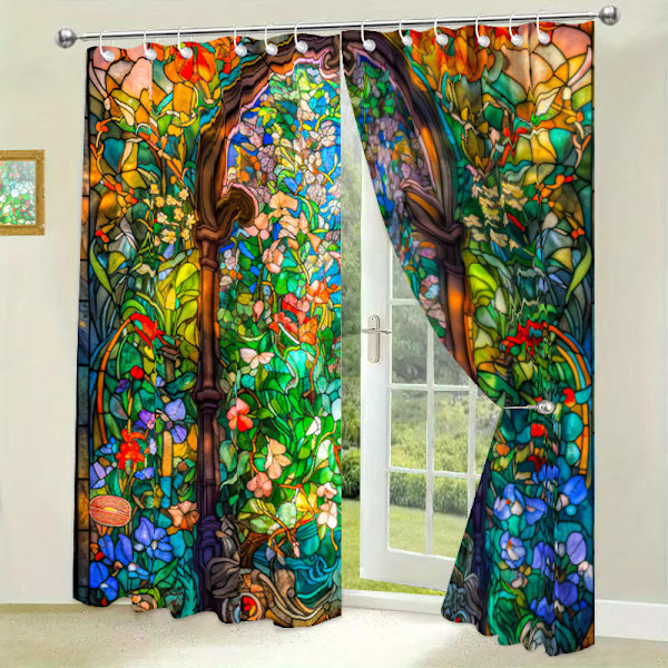 Vandtæt gardin med glasmosaik-vindue digitalt trykt gardin med glasmosaik-vindue 180x243CM Stained glass windows 180x243CM