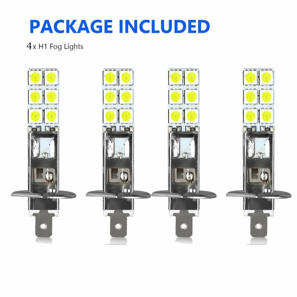 4 kpl H1 6000k super valkoinen 80w led-ajovalopolttimosarja sumuvalot