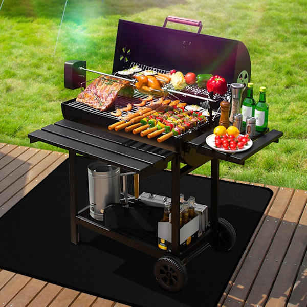 122x99cm Grillin alla oleva matto BBQ-grillimatto Tulenkestävä Öljynkestävä Vedenpitävä Lämmönkestävä matto grilliin Ulkokäyttöön Hiili Litteä savustin