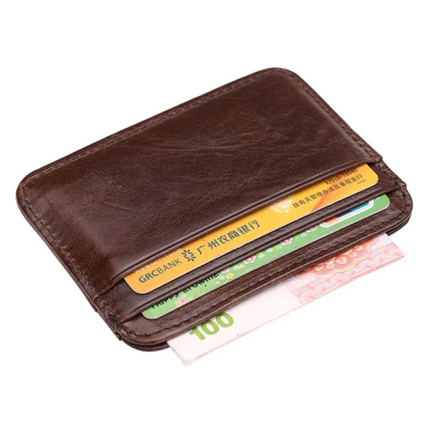 Nyankomst Vintage kredittkortholder i ekte skinn for menn Liten lommebok Penger veske ID-etui Miniveske for menn Deep Coffee