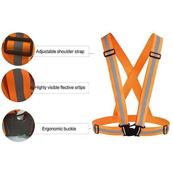 2-pack reflekterande säkerhetsvästar för löpning, justerbara varselvästar - Grön + Orange