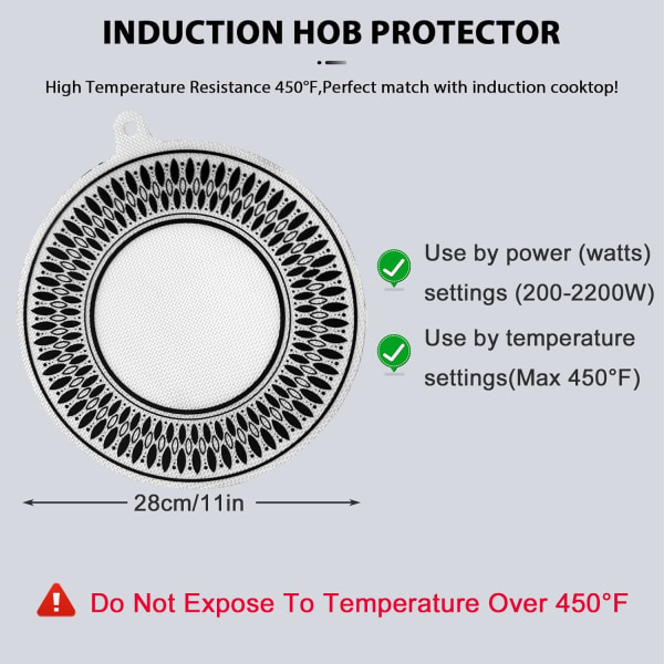 2st induktionshällskydd, induktionshällsmatta magnetisk spishäll repskydd silikon (28x28cm)
