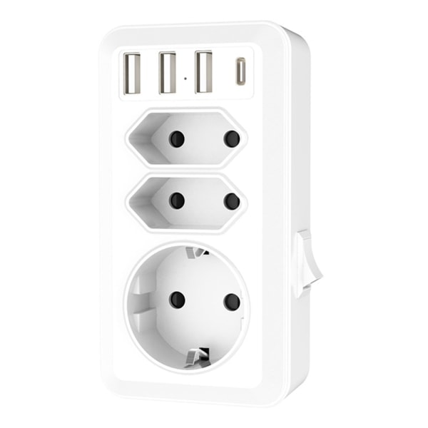 Adapter USA Tyskland kontakt med 3USB 1USB C, USA adapteruttag med 2AC, reseadapter typ B uttag adapter för Kanada Thailand Mexiko väggladdare