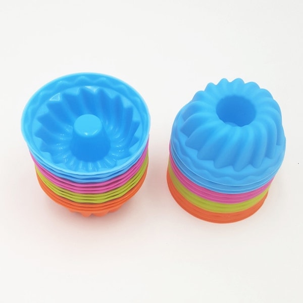 12 st/set Silikonform Muffin Cupcake Pumpaform Återanvändbar B