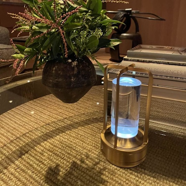 Sladdlös I-formad metallisk bordslampa med touchsensor, 3 färger dimbar laddningsbar skrivbordslampa Gold B-1pc