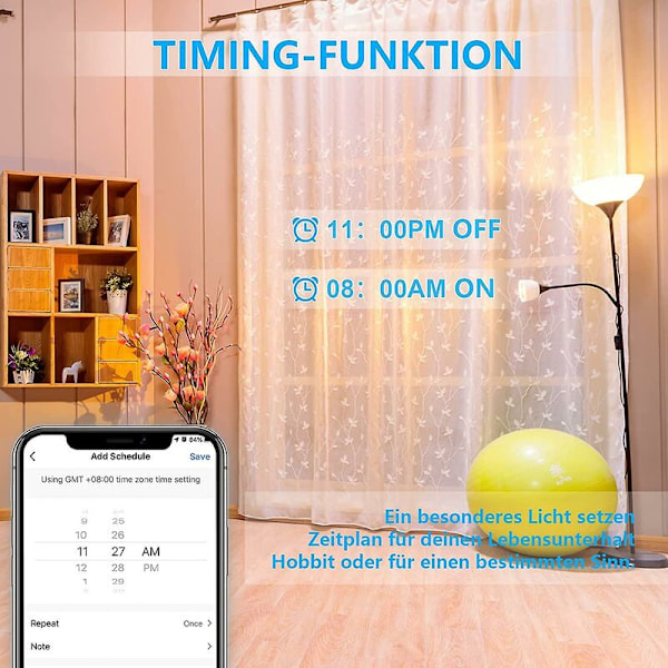Dimmerbrytare, WiFi Ljusdimmerbrytare med Procentfunktion och Timerfunktion, WLAN Röst App Kontroll Infälld Belysningsdimmer