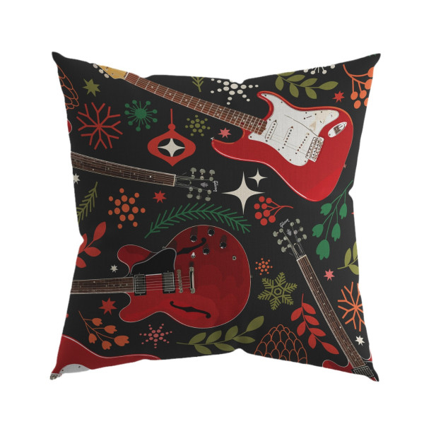 2 stk eksplosive hjemmemøbler kort plysj trykt malt gitar moderne klem putetrekk pute nattbord pute Short plush 2-sided printing 45x45cm