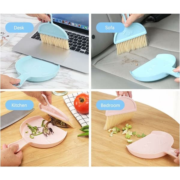 Mini Sopskyffel och Borste, Mini Multifunktionell Bordsborste, Sopskyffel och Borste Design, Sopset Plast för Dammuppsamlare (Vit)