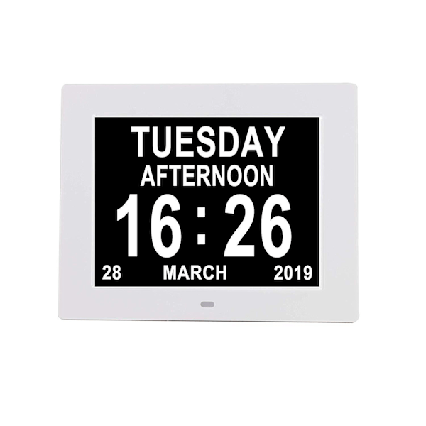 LCD stor digital klocka med elektronisk kalender, väckarklocka för äldre, 8 tum - vit - europeisk strömkälla - med fjärrkontroll A