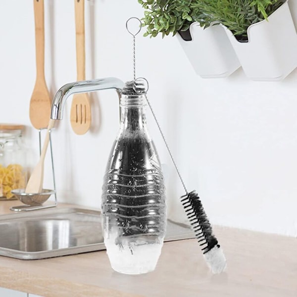 Pakke med 2 flaskebørster, rengjøringsbørster, avansert flaskebørste for glassflasker, termos, babyflasker og kopper.