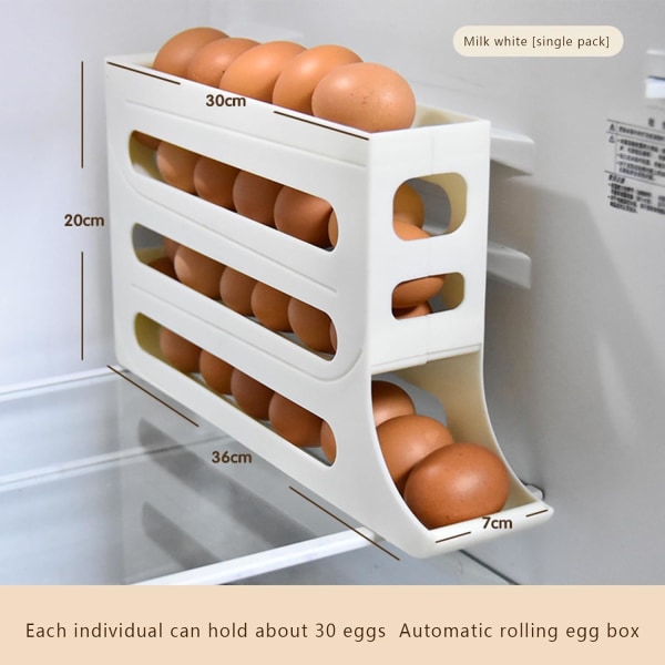 Rullende ægholder - Bærbar æggedispenser i fire niveauer til opbevaring af køkken og bordplader, ægbeholder med stor kapacitet