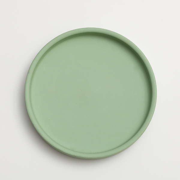 Keramisk rund blomkruka vattenbricka dekoration Morandi pigment bränning bas förtjockad kudde vattenlagring bricka Avocado Green 20*2cm (inner diameter 18.5cm)