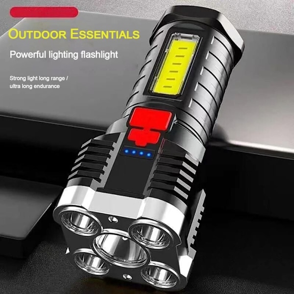 Vattentät Glödlampa Explosionssäker Ficklampa 5 COB-pärlor Lång Räckvidd Sidoljus för Hem Utomhus USB Uppladdningsbar (JF4554) [Energiklass A+++]