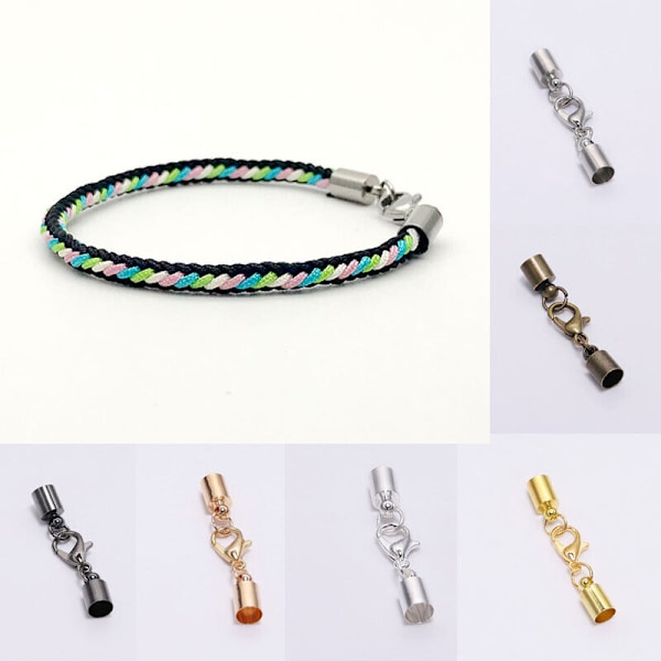 Lærsnor Hummerlås Kroker Endespiss Smykker Armbånd Lag Fynd 20stk Sølv Silver 8mm