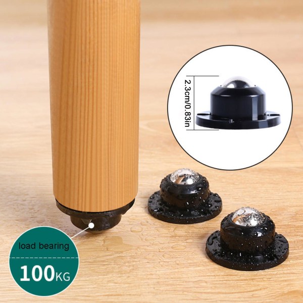 Selvklæbende hjul minisvingbare hjul rustfrit stål Universa sort One-size black One-size
