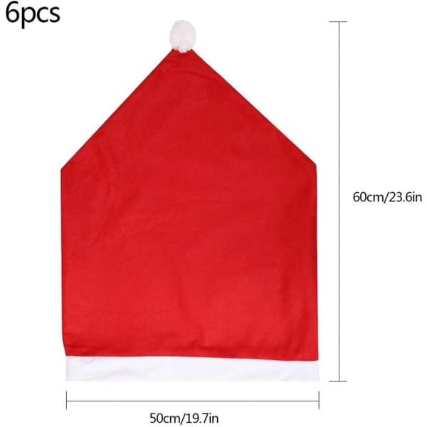 Jul stolsöverdrag tomtehatt dekoration, 6-pack, 50x60 cm