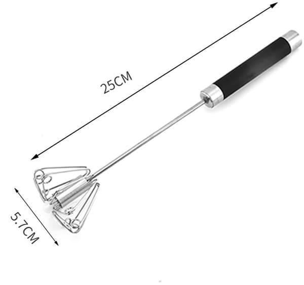 Håndholdt eggvisp, 25 cm halvautomatisk roterende visp i rustfritt stål, håndtrykksmikser for egg, krem og sauser, sølv
