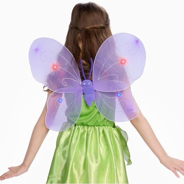 Lysande fjärilsvingar för barn, älvresor, älvvingar för flickor, fjärilscape & vingar för barn karneval födelsedag halloween jul rollspel