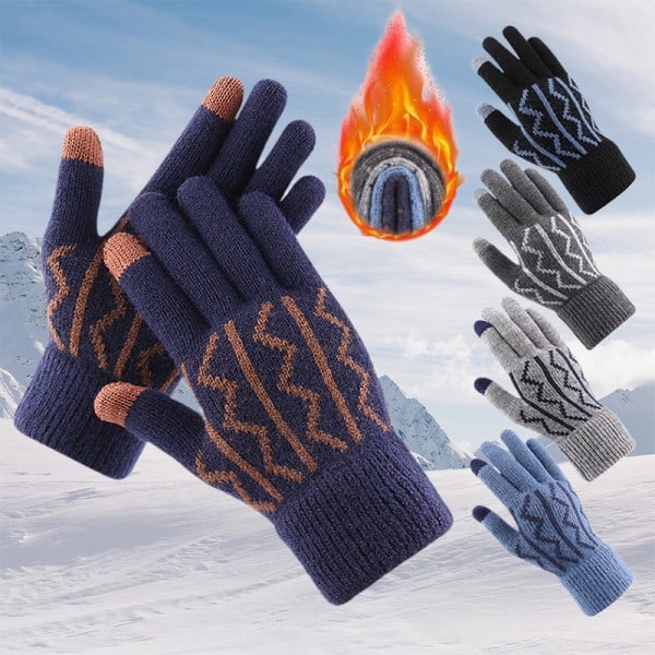 Winter Touch -lämpimät joustavat neulotut lapaset, täyssormimalli, musta
