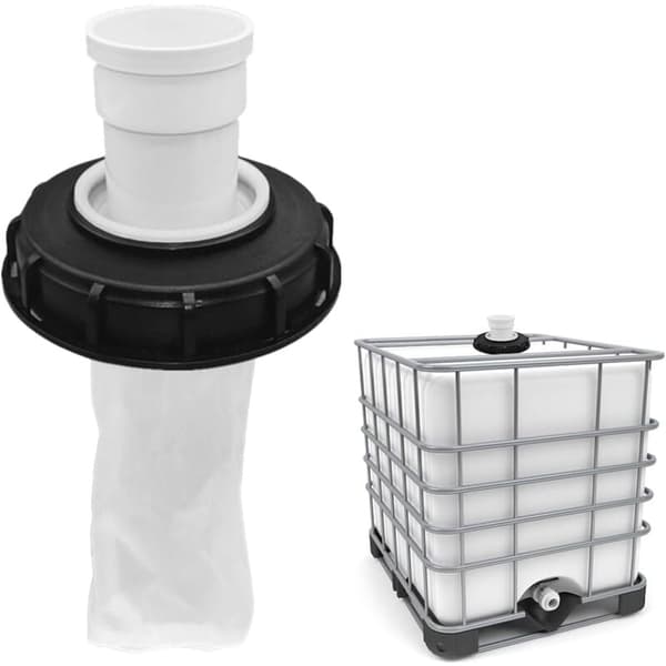 Vaskbart nylon IBC tankdæksel med låg til 1000L regnvandstank sort 165mm