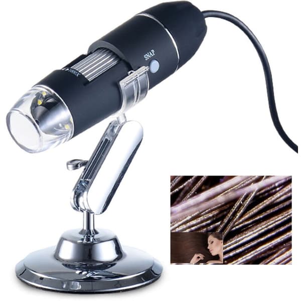 Bærbart USB digitalt mikroskop 1000X med 8 LED og stativ
