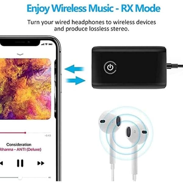 Bluetooth 5.0 Sender, 2 i 1 Trådløs 3.5mm Adapter, Sender og Mottaker Adapter, Bluetooth 2 i 1 Adapter, 3.5mm Jack APTX og USB,