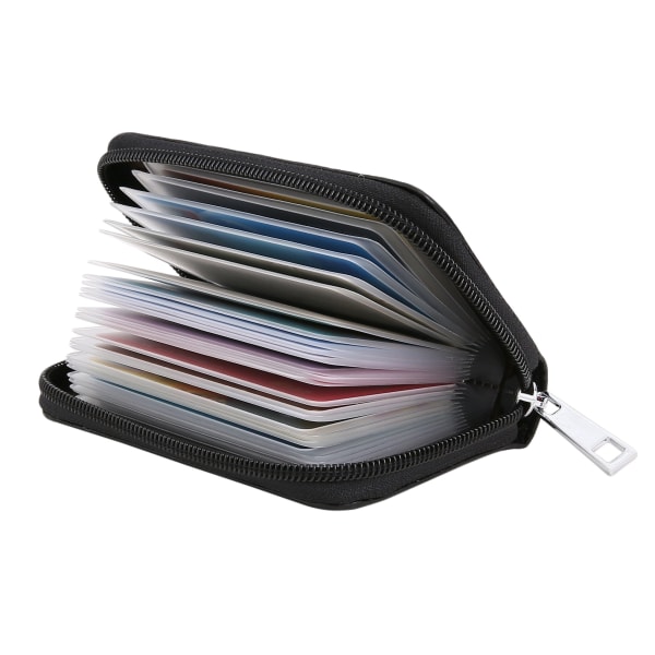 Kreditkortshållare i läder Zip-plånbok med 26 kortplatser, Organ Zip Card Organizer (svart, 4,5\" x 3\")