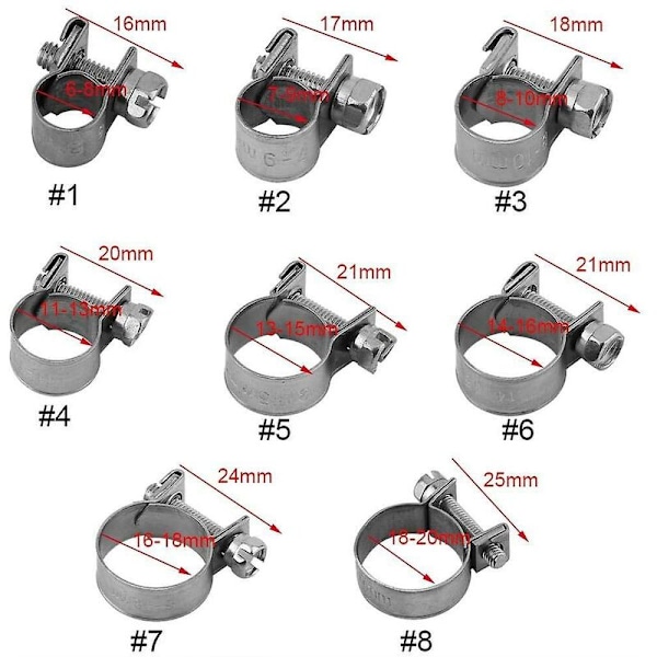 10kpl Raskaan sarjan ruostumattomasta teräksestä valmistettuja polttoaineletkuliittimiä 6mm-20mm Valinnainen koko putkitöihin (13-15mm)