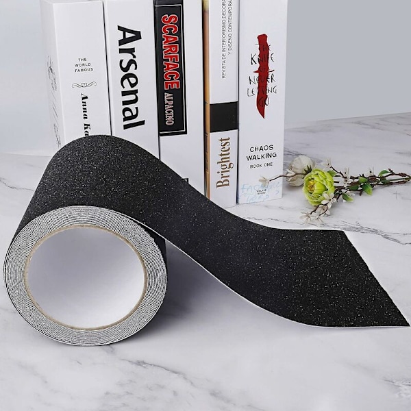 Skridsikker Tape til Trapper, Friktion, Slidstærk for Sikkerhed, Stige, Indendørs, Udendørs, Høj Friktion, 15CM x 5M, Sort