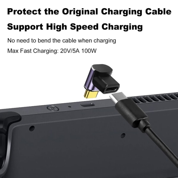 40Gbps USB C Adapter 90 Grader USB C Förlängare Rät Vinkel PD 100W Snabbladdning för Steam Deck Switch Laptop MacBook