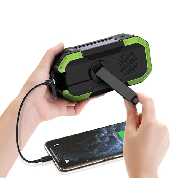 Multifunktionell nödradio för katastrofberedskap - Utomhuscamping, handvevad solcellsladdning, kort Bluetooth-radio - Djungelkamouflage Jungle camouflage 5000mah