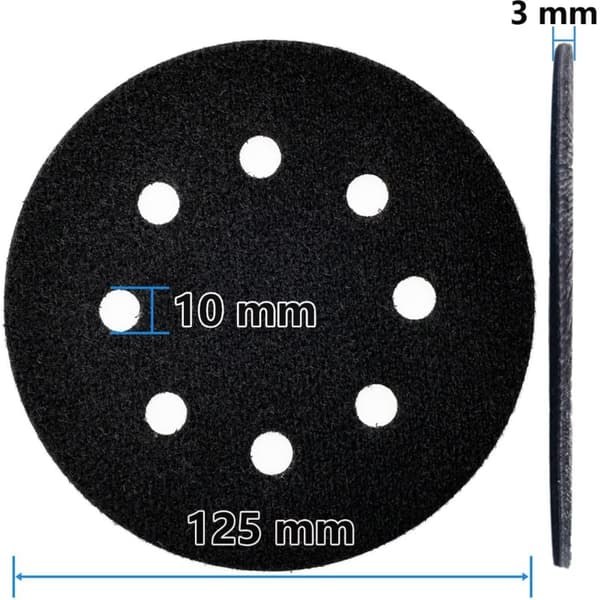 Interface 125 mm blød slibepude, interface-dæmpepude, Adap