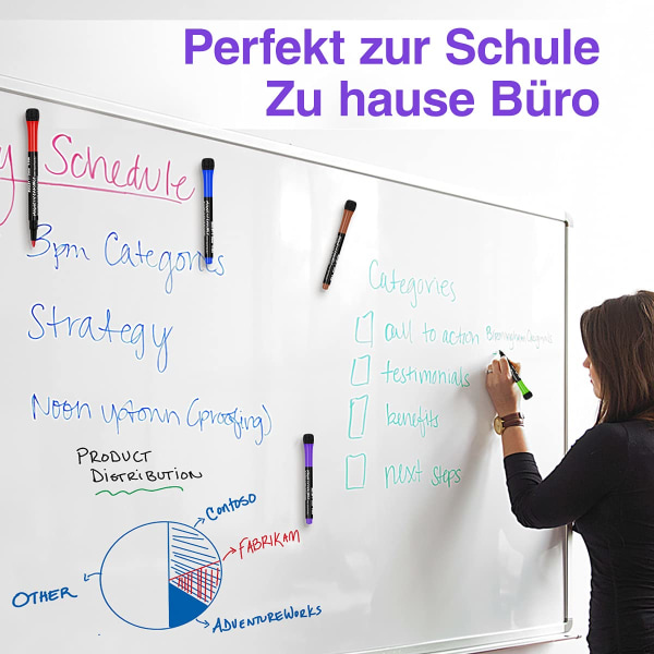12 magnetiske whiteboardpenner og viskelærsett - Farge Whiteboard Markers Viskelær - Tørr Tørk Markører - Tynn Whiteboard Penn Barn Viskelær Markør