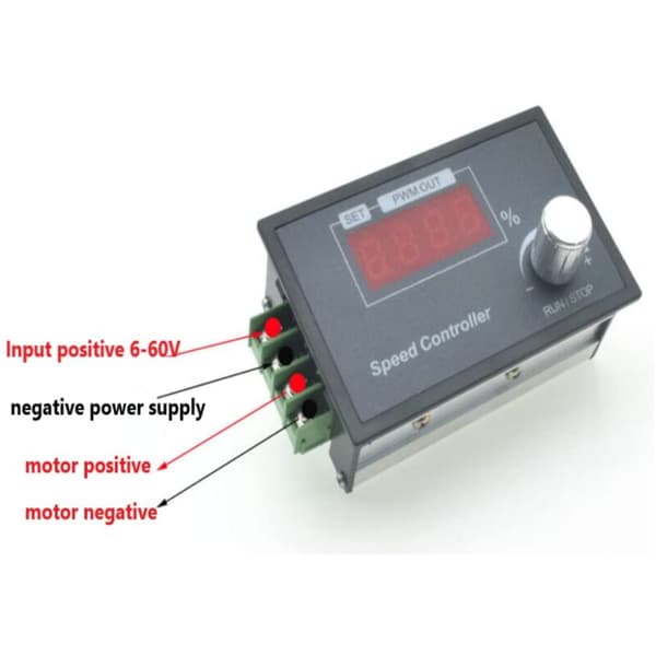 Justerbar PWM DC motorhastighetskontroller 6-60V 30A med dreieknapp