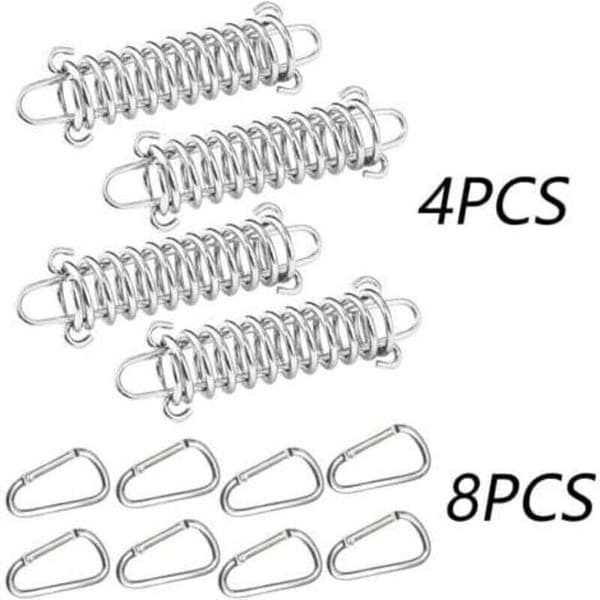 Teltstrammere i rustfritt stål, 4-pakning med 8 karabinkroker for camping