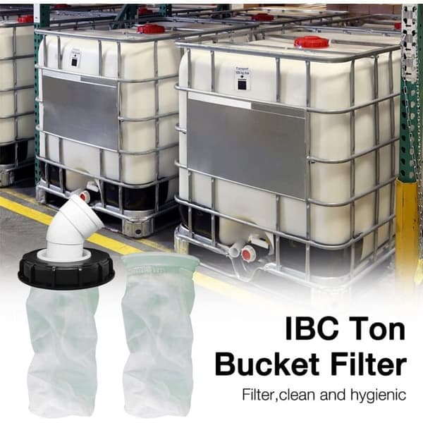 45° IBC lågfilter, 163 mm nylon regnvandsfilter, vaskbart med låg til IBC regnvandstank DN 150