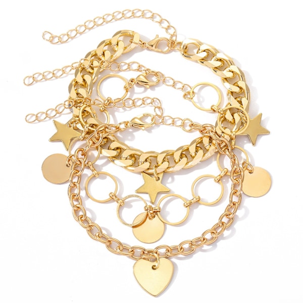 Punk armbånd med diamant sommerfugl stak kæde smykker hip hop multi-lag armbånd OT armbånd AB824-01 guld AB824-01 Gold