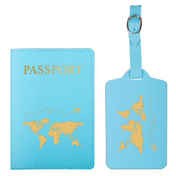2 passholder bagasjelapp, passholder og sett for par Bryllupsfest Bryllupsreiser blå blue