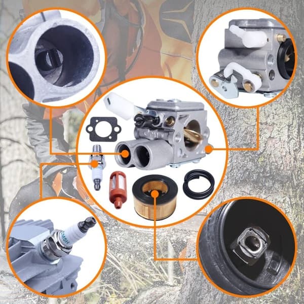 Luftfilter drivstoffilter drivstoffslange tennpluggsett kompatibelt med Stihl MS251 MS251C