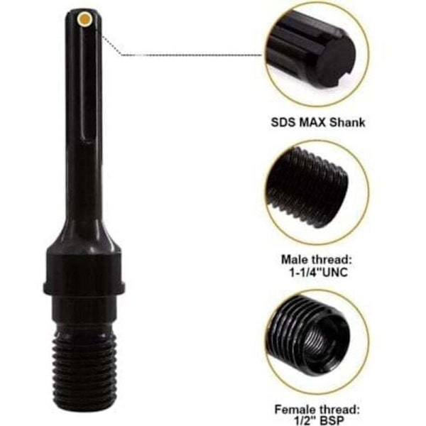 MAX PLUS Adapter til diamantborekrone 1 1/4\" UNC, Adapter til kernebor 190mm 1 stk., de