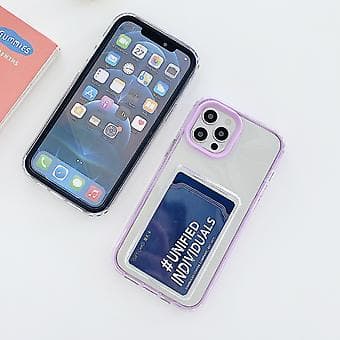 PC+TPU Korttipaikkakotelo iPhone 12 / 12 Pro -puhelimelle Pink