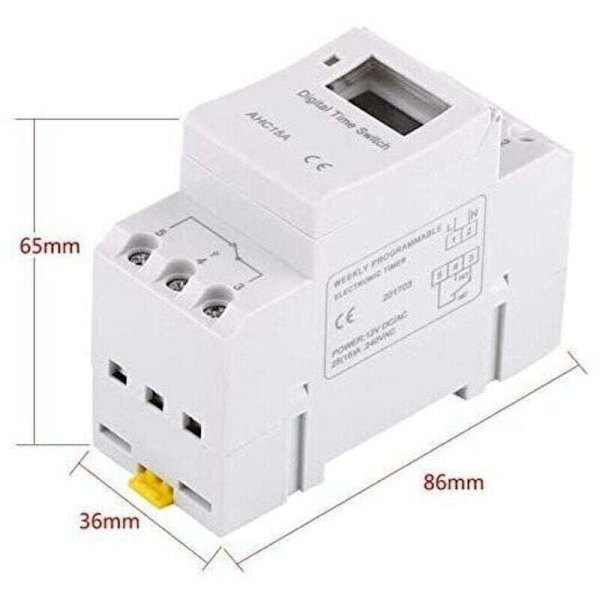 Elektrisk Timer Relä Tidbrytare LCD Display Veckovis Förinställd Programmerbar (220V)