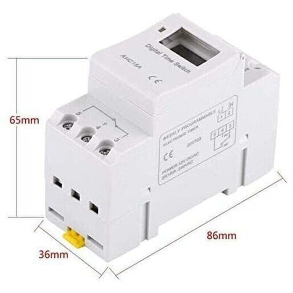Elektrisk Timer Relé Tidsbryter LCD Skjerm Ukentlig Forhåndsinnstilt Programmerbar (220V)