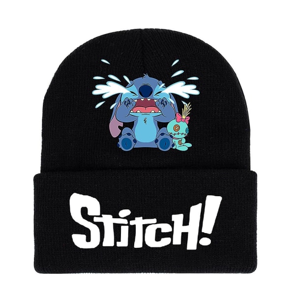 Unisex Lilo Stitch seriefigur printed stickad mössa Vinter varm cap present