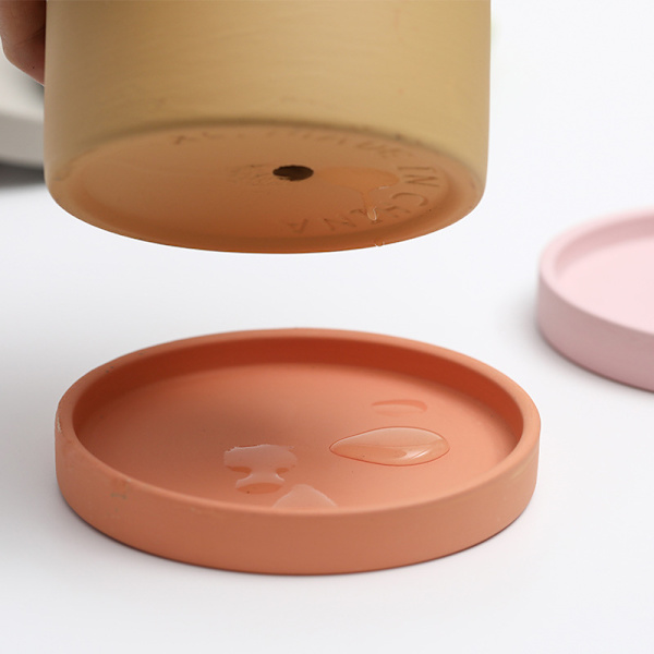 Keraaminen pyöreä kukkaruukun vesialusta koriste Morandi pigmentti poltto pohja paksuuntunut tyyny veden varastointialusta Pink 15.5*1.8cm (inner diameter 14.5cm)