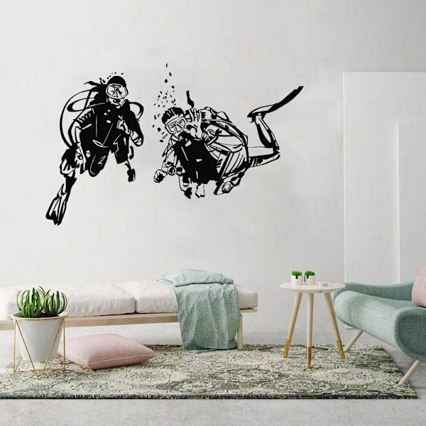 Väggdekal Dykare Ocean Vinyl Decor Scuba Diving Suit Extreme Sport Stickers Väggmålning Sovrum Heminredning Vardagsrum Affisch WL1498