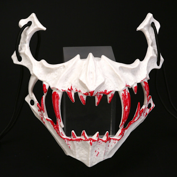 2st Halloween tvådimensionell halv ansiktsblödande mask tiger Yasha Tengu varg nue mask dansföreställningsmask Yaksha white bleeding